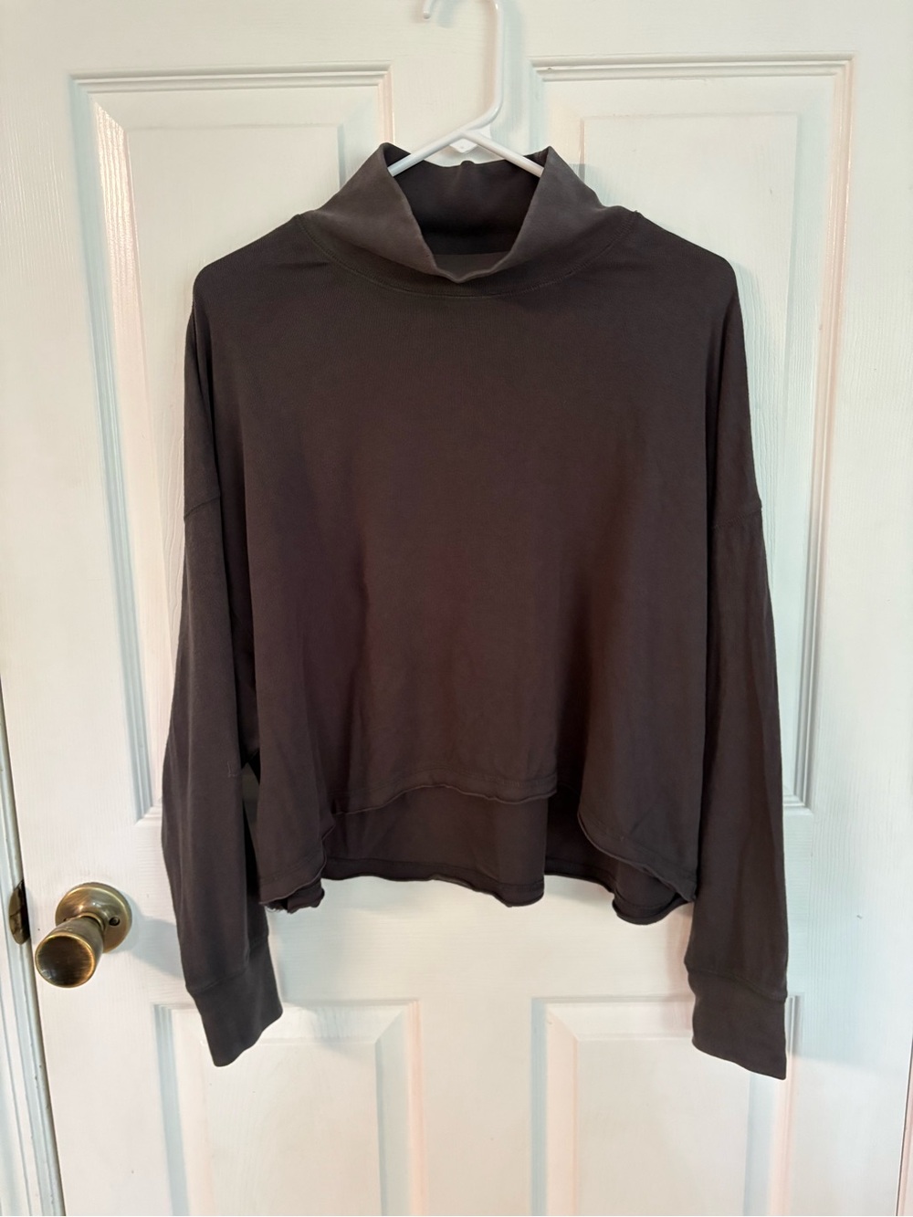 new aerie Relaxed Mock Neck long sleeve in Charcoal